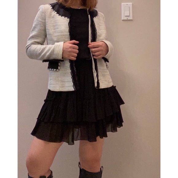 ZARA | Black Sleeveless Ruffled Tulle Mini Dress - Picture 3 of 7